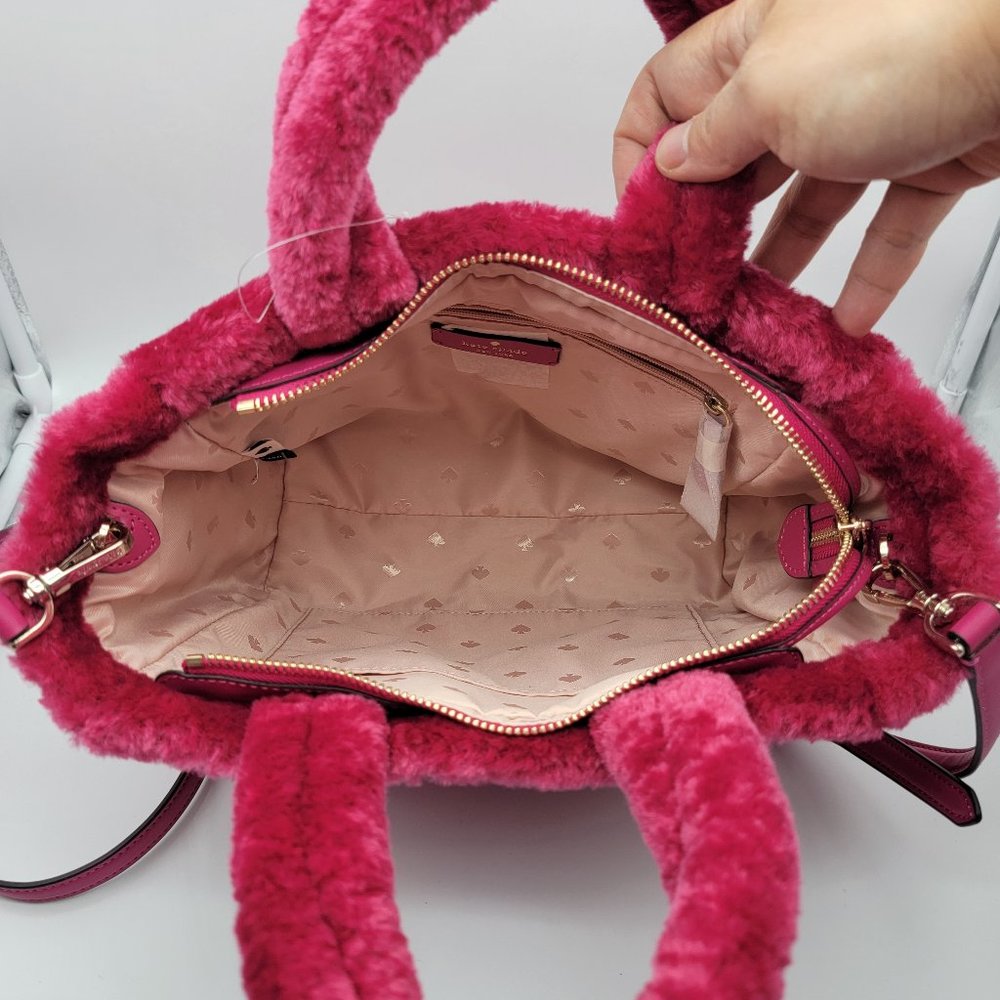 Kate Spade Ella Faux Shearling Small Tote K9390 Festive Pink - Picture 6 of 6